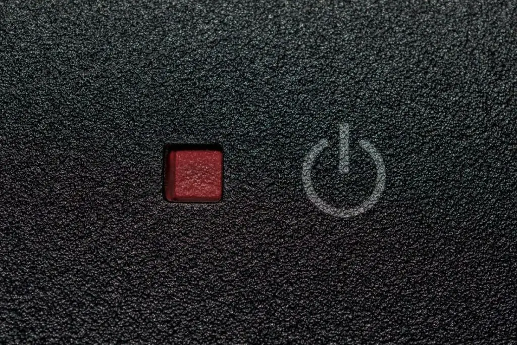 A red LED power switch indicator light.